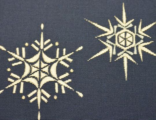 オーダーメイドの雪の結晶柄の袋帯
