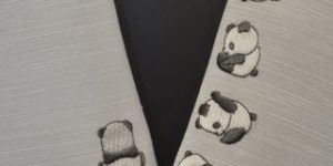 正絹刺繍半衿「パンダ柄」