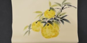 オーダーメイドの柚子柄の染帯