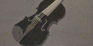 ビロードをカットして描かれた 　バイオリン柄の帯
