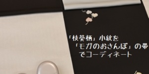 枝葵の小紋を塩瀬を絞った「森健持氏」染帯でコーディネート