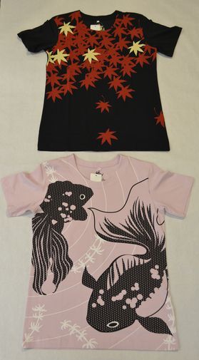 和柄Ｔシャツ/いろはもみじと清涼金魚