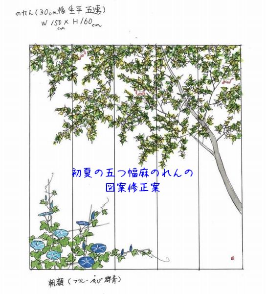 幅150×長さ160㎝の麻のれん修正図案