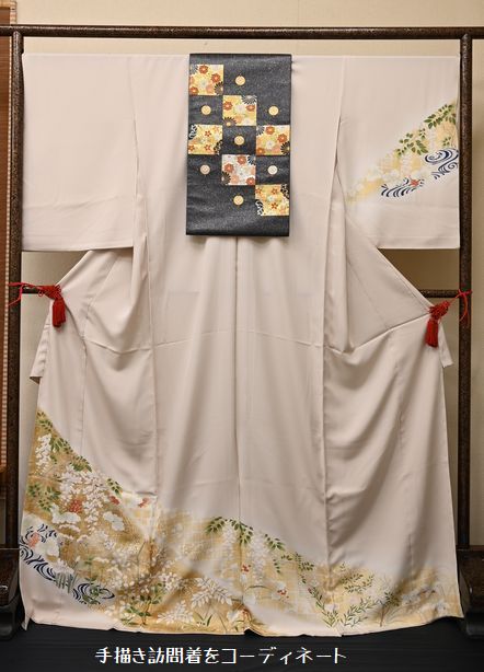 手描き訪問着を本金箔の袋帯でコーディネート
