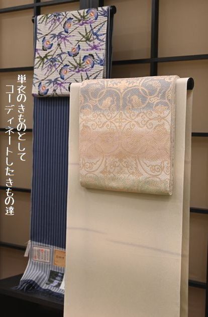 秋単衣の着物をコーディネート