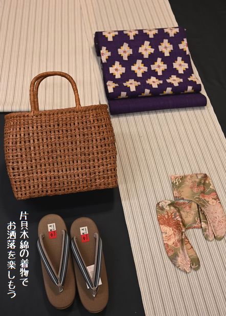片貝木綿に着物でお洒落を楽しむコーディネート