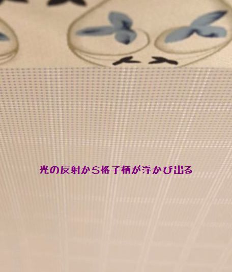 光の反射から地紋の格子柄が浮かび上がる